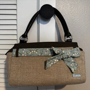 Y2K Brown Light Blue Purse with Ribbon